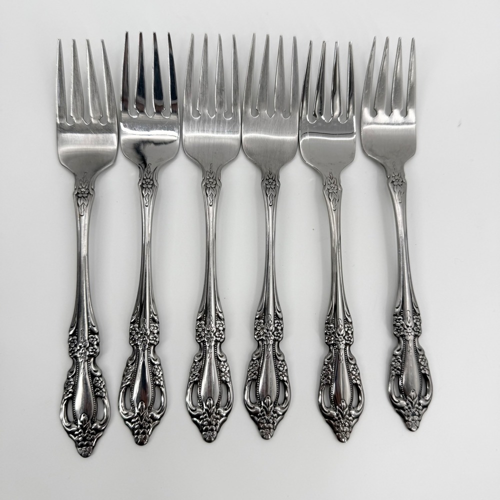Oneida Distinction Deluxe Raphael Stainless Steel Set 6 Salad Forks 6"